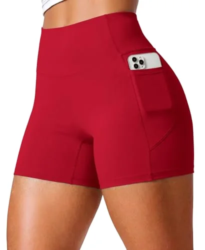 JEKAOYI 4.5-Inch Pocket Biker Short in Athletic Red