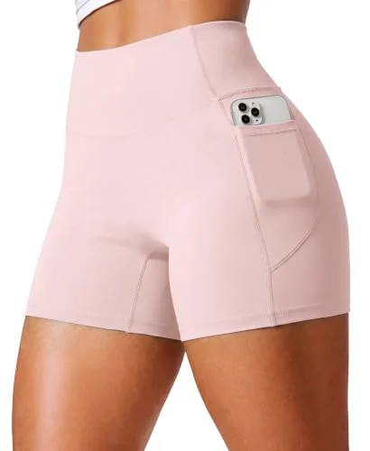 JEKAOYI 4.5-Inch Pocket Biker Short in Baby Pink