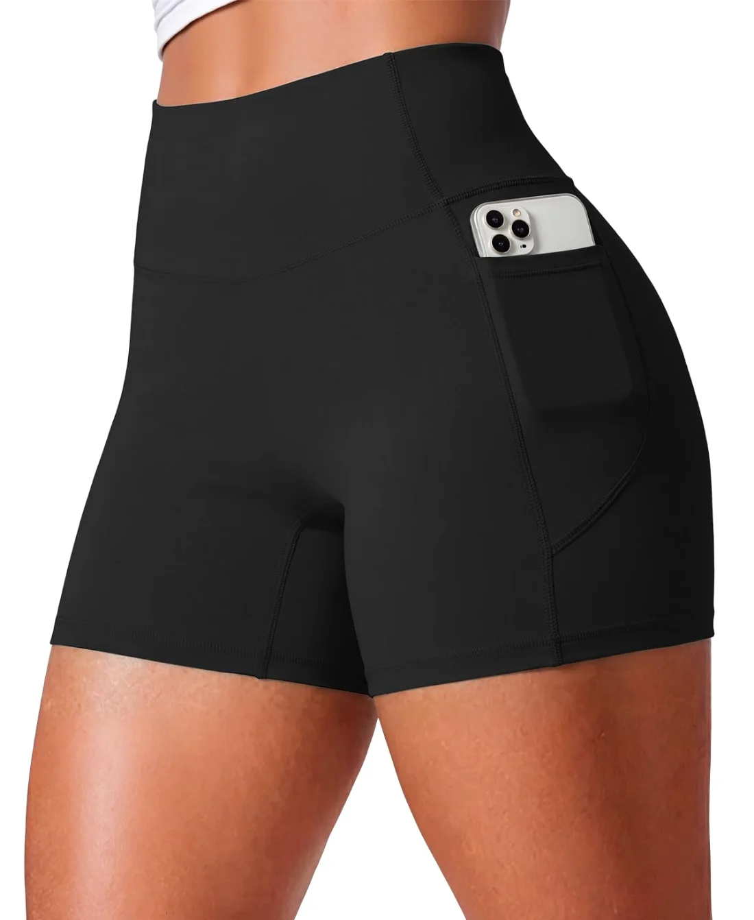 JEKAOYI 4.5-Inch Pocket Biker Short in Jet Black