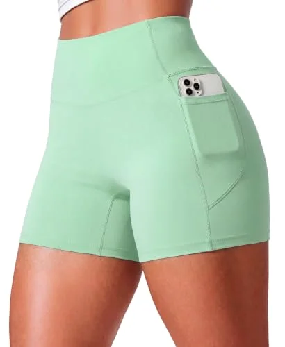 JEKAOYI 4.5-Inch Pocket Biker Short in Pastel Green