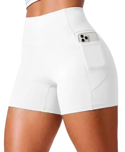 JEKAOYI 4.5-Inch Pocket Biker Short in Pure White