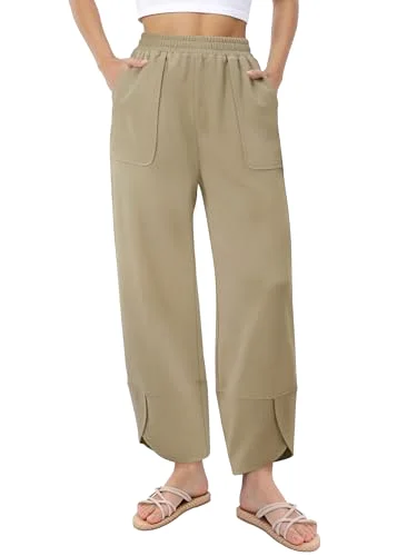 JEKAOYI Baggy Harem Palazzo Pant in Light Khaki