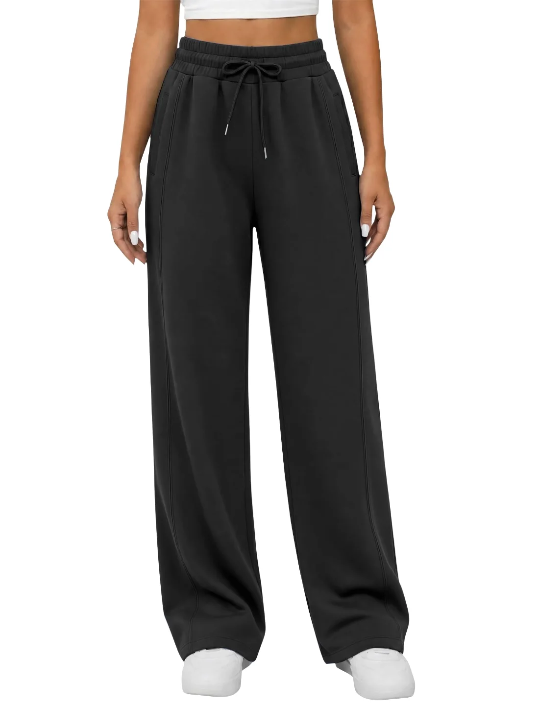 JEKAOYI Baggy Wide Leg Sweatpant in Black