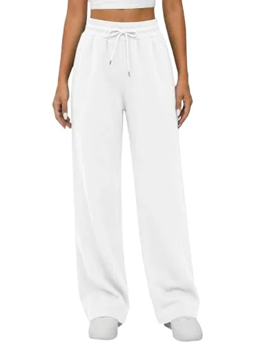 JEKAOYI Baggy Wide Leg Sweatpant in White