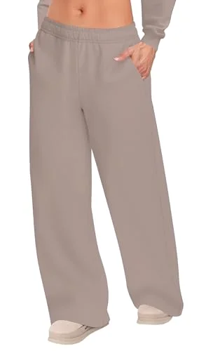 JEKAOYI Baggy Wide Leg Workout Sweatpant in Coffee