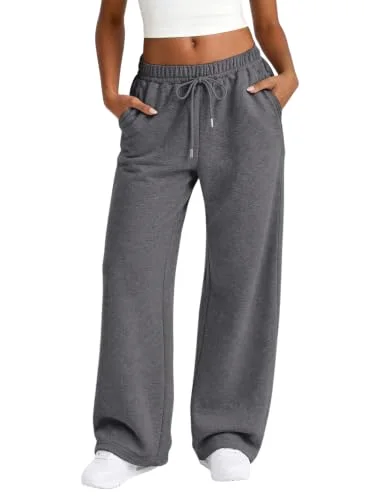 JEKAOYI Baggy Wide Leg Workout Sweatpant in Dark Grey