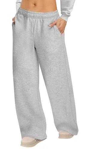 JEKAOYI Baggy Wide Leg Workout Sweatpant in Light Gray