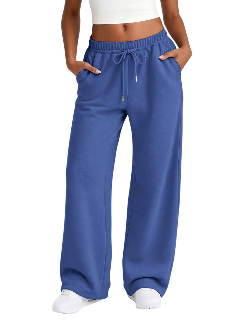 JEKAOYI Baggy Wide Leg Workout Sweatpant in Navy Blue