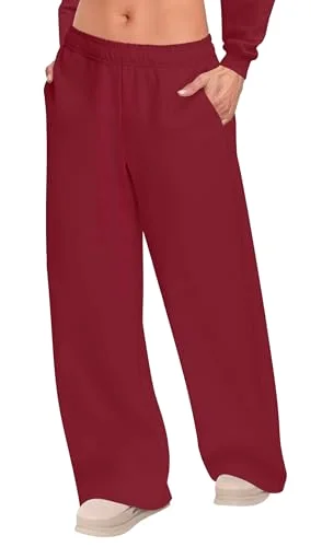 JEKAOYI Baggy Wide Leg Workout Sweatpant in Red