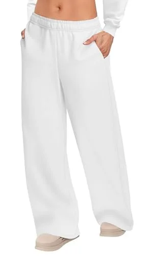 JEKAOYI Baggy Wide Leg Workout Sweatpant in White