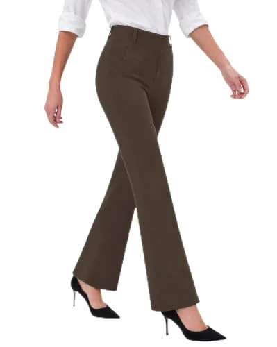 JEKAOYI Belt Loop Bootcut Dress Pant in Brown