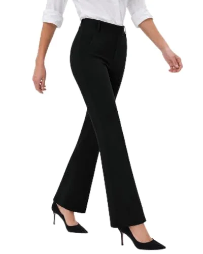 JEKAOYI Belt Loop Bootcut Dress Pant in Dark Black