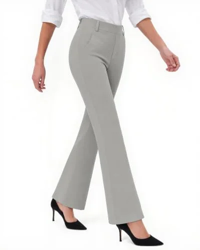 JEKAOYI Belt Loop Bootcut Dress Pant in Grey