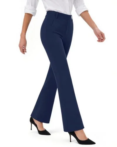 JEKAOYI Belt Loop Bootcut Dress Pant in Navy Blue