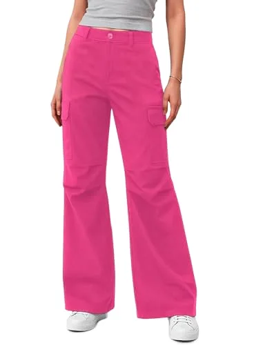 JEKAOYI Bootcut Hiking Cargo Pant in Hot Pink