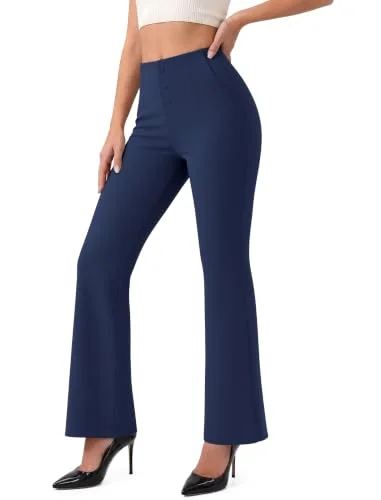 JEKAOYI Button Front Bootcut Dress Pant in Navy