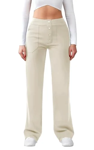 JEKAOYI Button-Front Straight Leg Dress Pant in Khaki