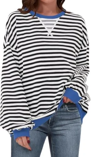 JEKAOYI Crewneck Sweatshirt in Black-White Stripe