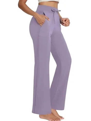 JEKAOYI Drawstring Flare Yoga Pant in Purple