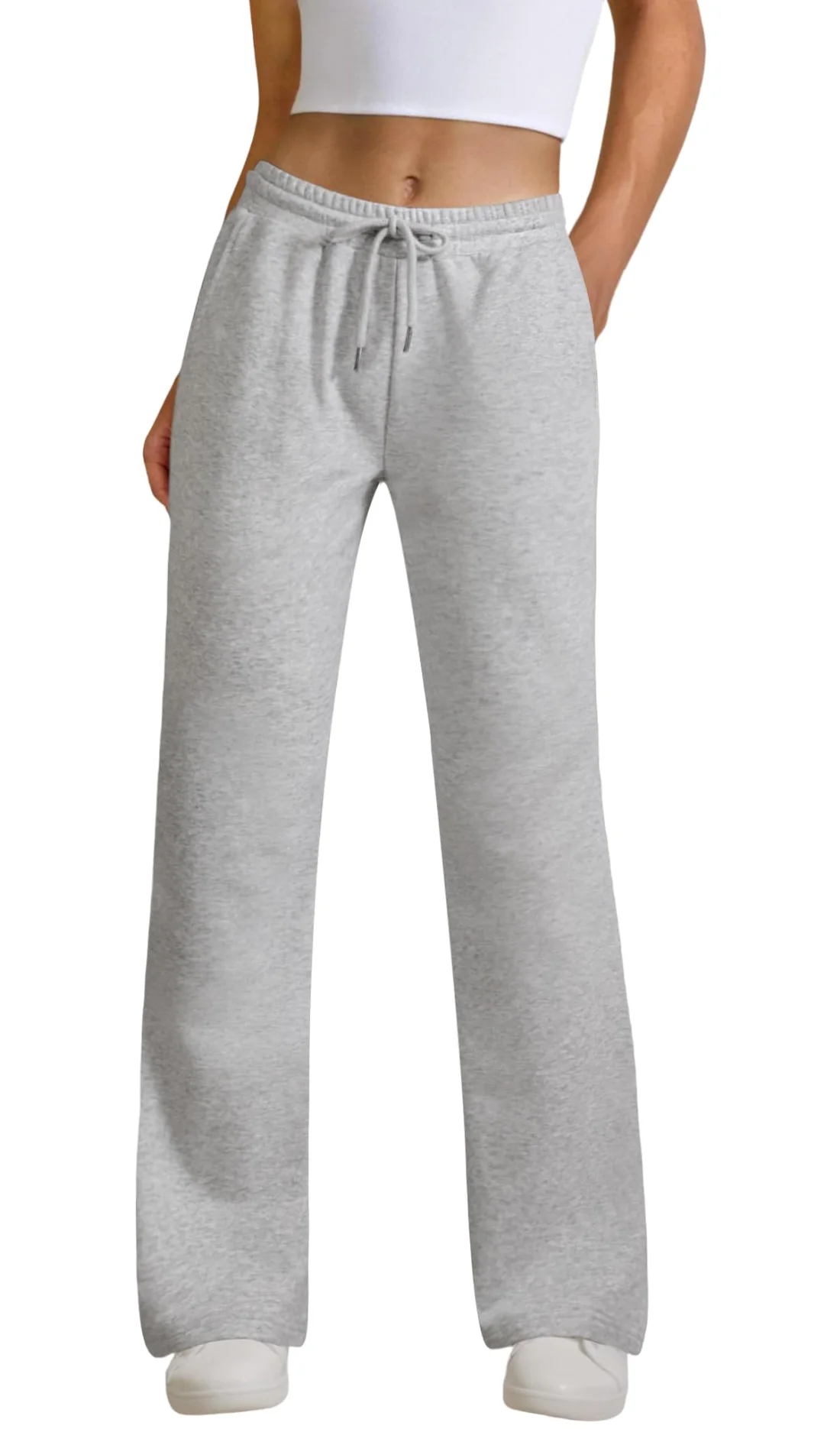 JEKAOYI Drawstring Straight Leg Sweatpant in Light Grey