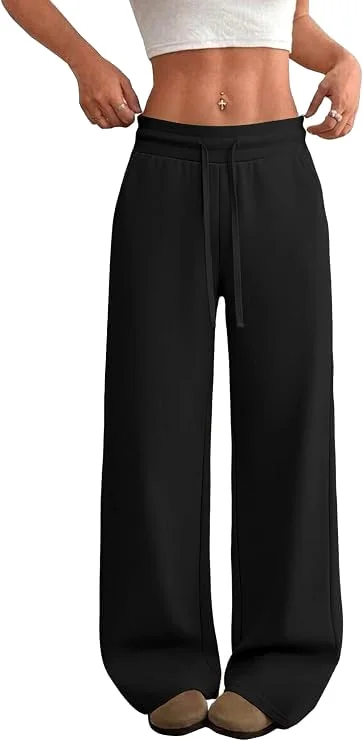JEKAOYI Drawstring Wide Leg Dress Pant in Carbon Black