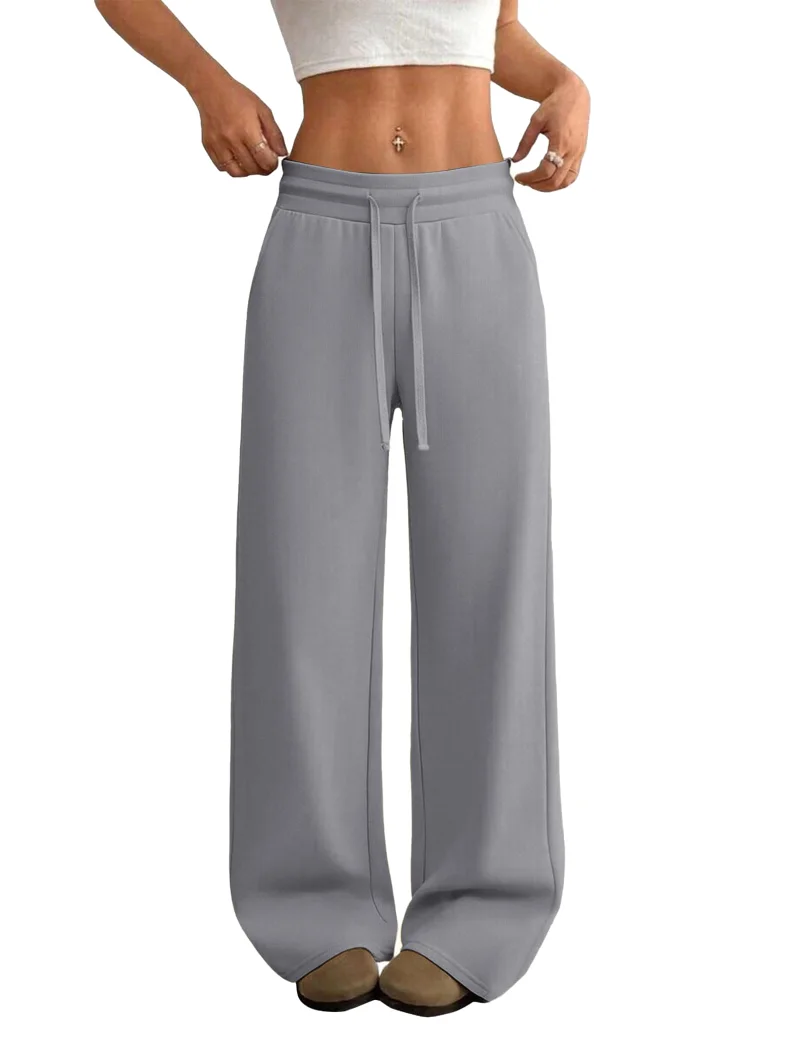 JEKAOYI Drawstring Wide Leg Dress Pant in Gray