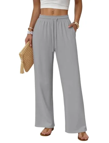 JEKAOYI Drawstring Wide Leg Dress Pant in Grey