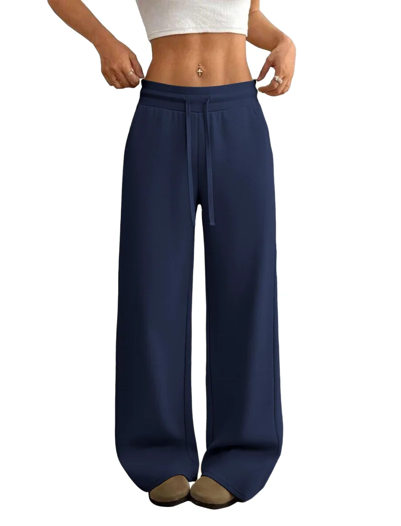 JEKAOYI Drawstring Wide Leg Dress Pant in Navy