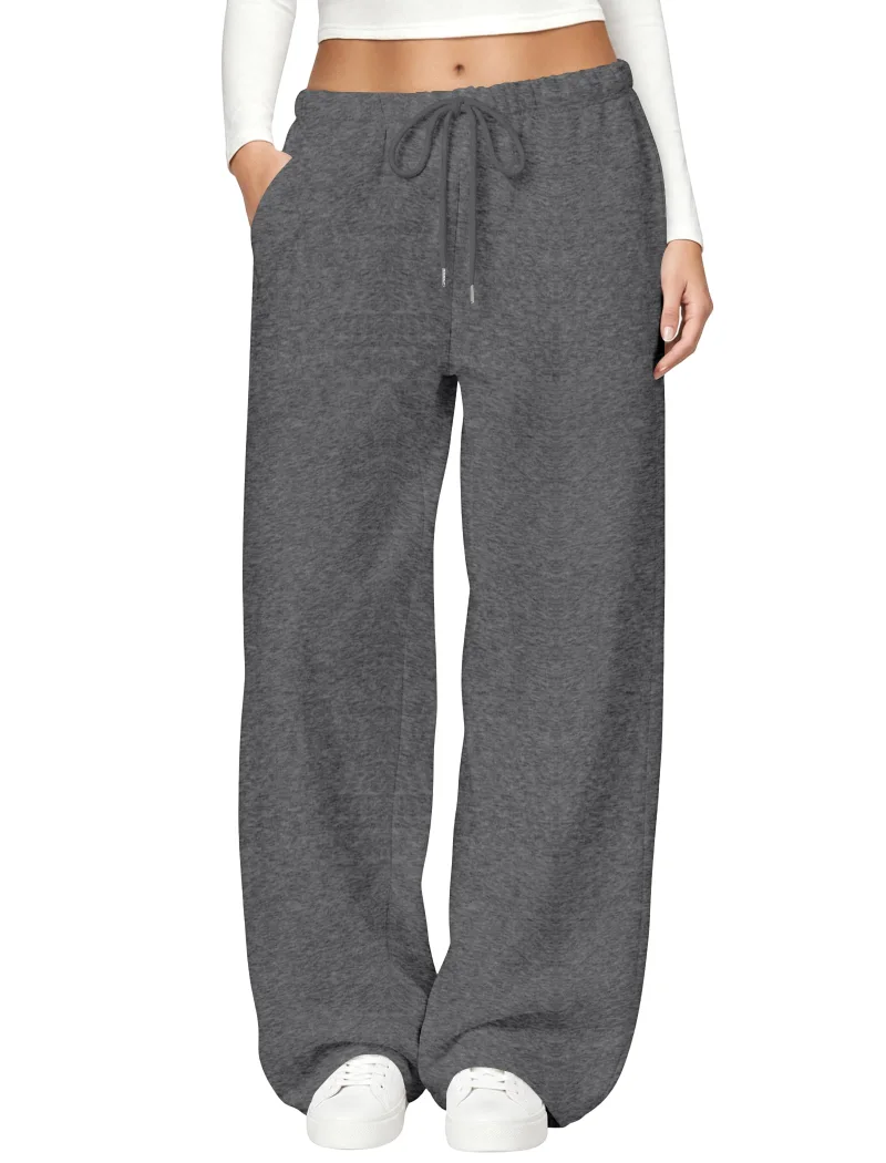 JEKAOYI Drawstring Wide Leg Sweatpant in Dark Grey