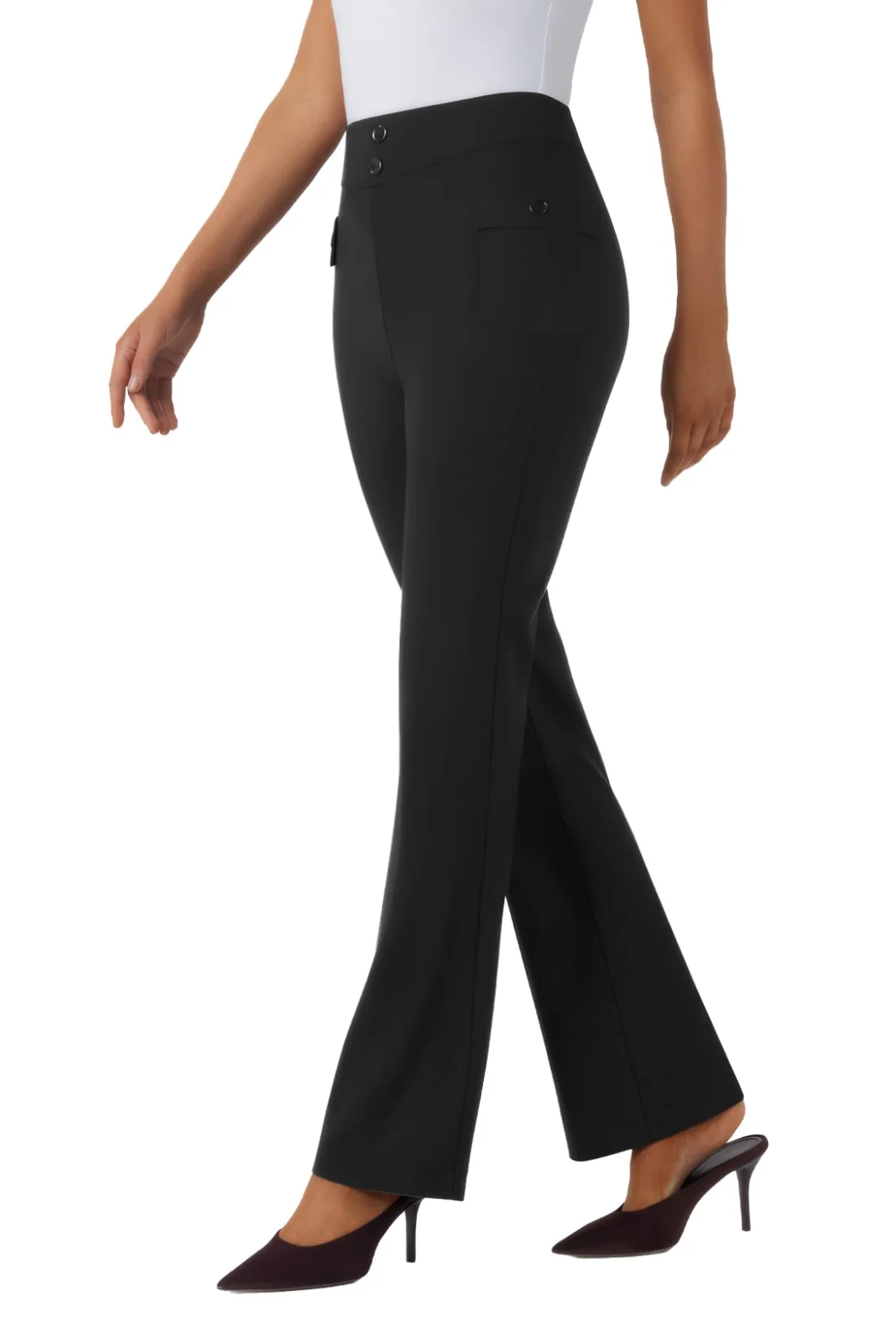 JEKAOYI Flap Pocket Straight Leg Dress Pant in Black