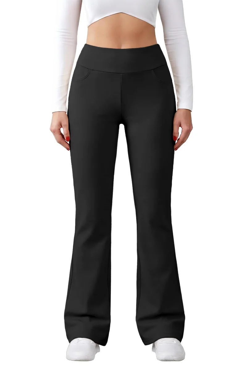 JEKAOYI Flap Pocket Straight Leg Dress Pant in Carbon Black