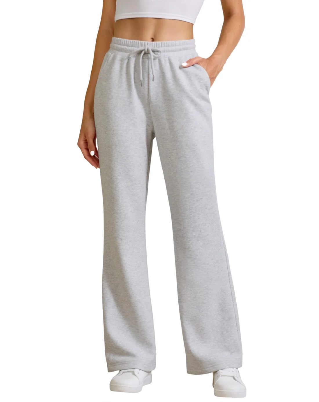 JEKAOYI Flared Cotton-Blend Sweatpant in Light Grey