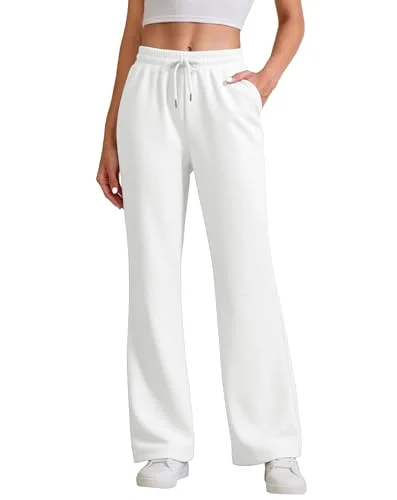 JEKAOYI Flared Cotton-Blend Sweatpant in White
