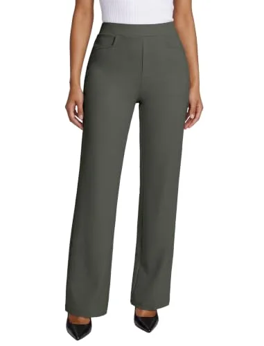 JEKAOYI Flat Front Straight Leg Dress Pant in Dark Green