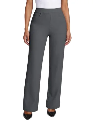 JEKAOYI Flat Front Straight Leg Dress Pant in Dark Grey