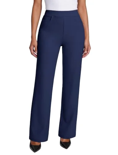 JEKAOYI Flat Front Straight Leg Dress Pant in Navy