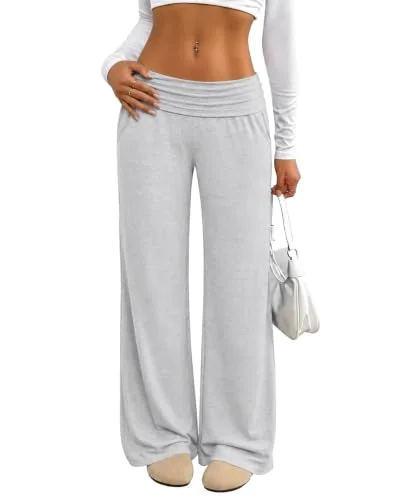 JEKAOYI Fold-Over Waist Yoga Pant in Grey