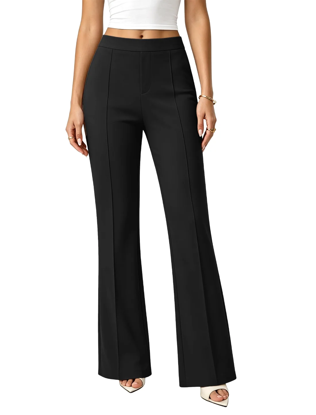 JEKAOYI Front Seam Bootcut Dress Pant in Black