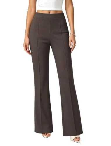 JEKAOYI Front Seam Bootcut Dress Pant in Brown