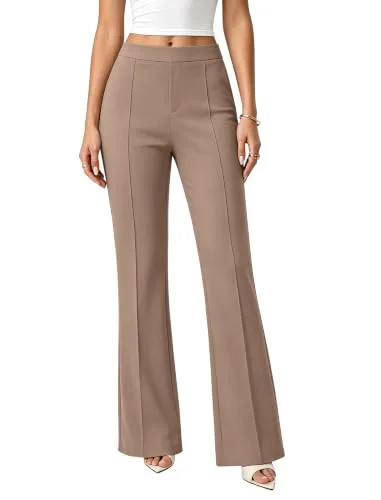 JEKAOYI Front Seam Bootcut Dress Pant in Light Coffee