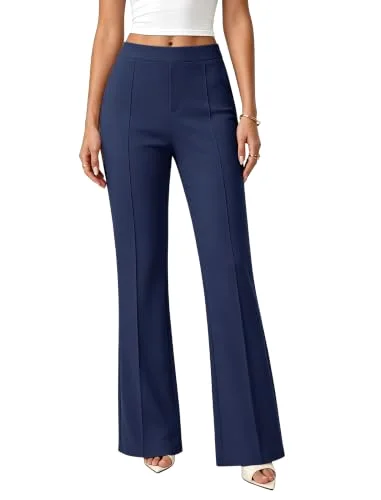 JEKAOYI Front Seam Bootcut Dress Pant in Navy