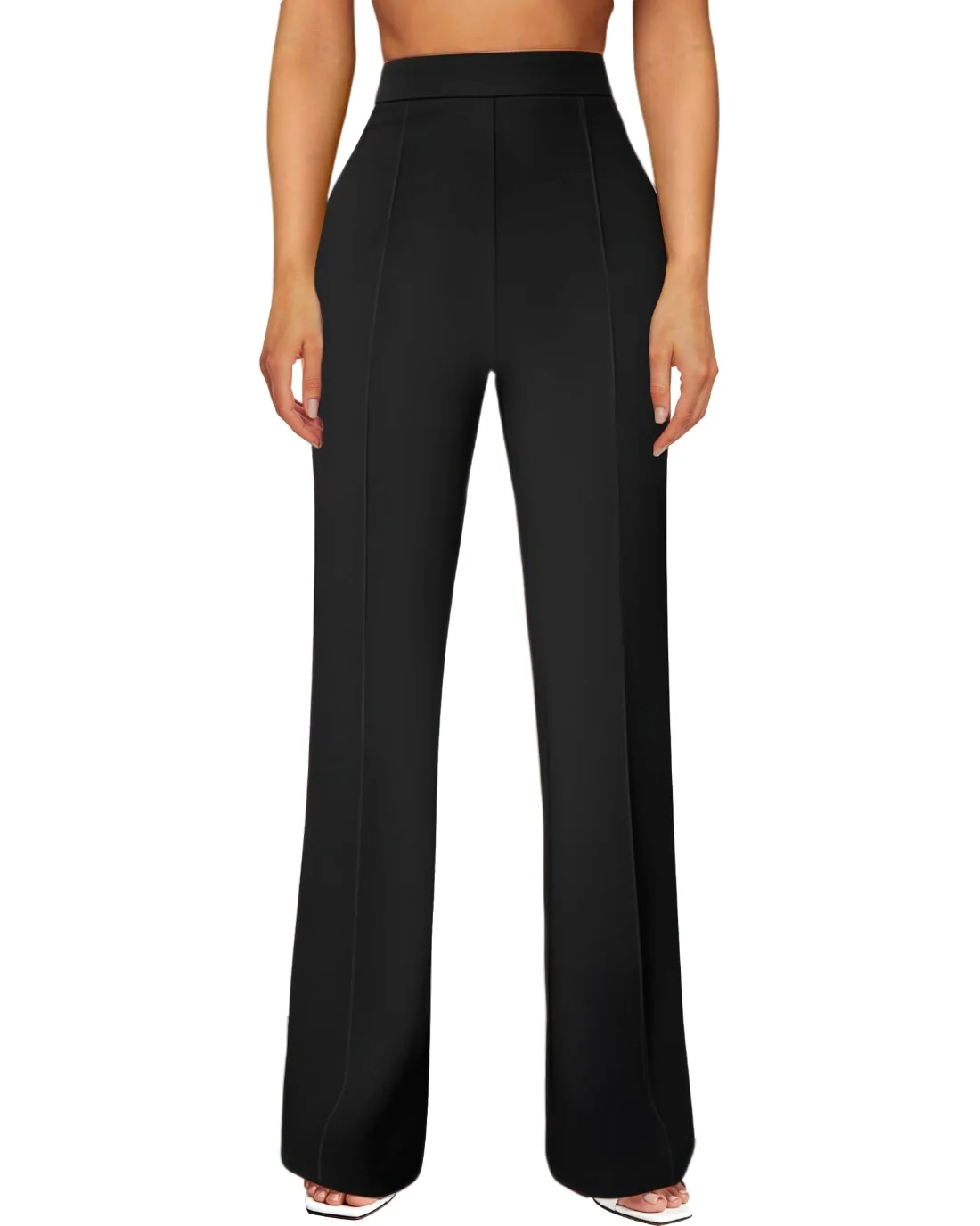 JEKAOYI Front Seam Straight Leg Dress Pant in Black