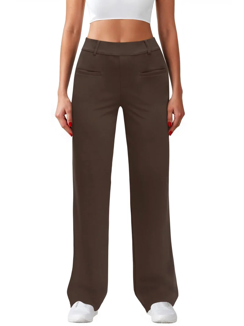 JEKAOYI Front Seam Straight Leg Dress Pant in Brown