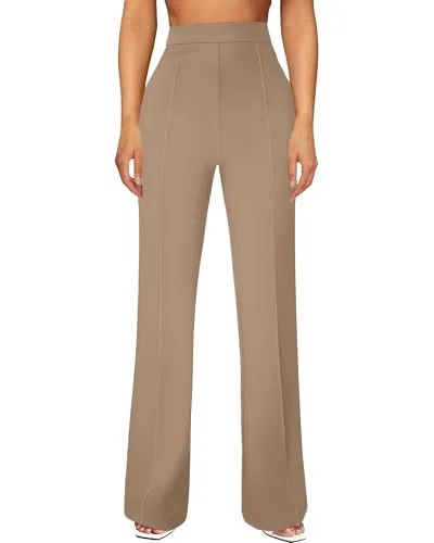 JEKAOYI Front Seam Straight Leg Dress Pant in Dark Coffee