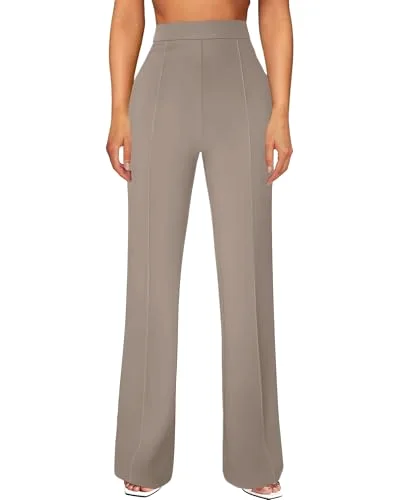JEKAOYI Front Seam Straight Leg Dress Pant in Light Coffee