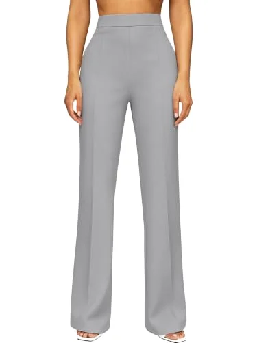 JEKAOYI Front Seam Straight Leg Dress Pant in Light Grey