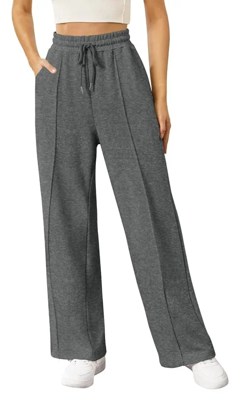 JEKAOYI Front Seam Wide Leg Sweatpant in Dark Grey