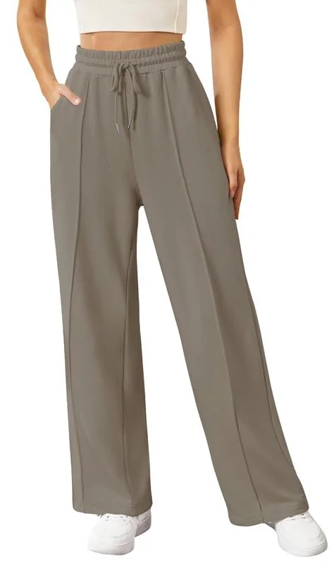 JEKAOYI Front Seam Wide Leg Sweatpant in Light Coffee