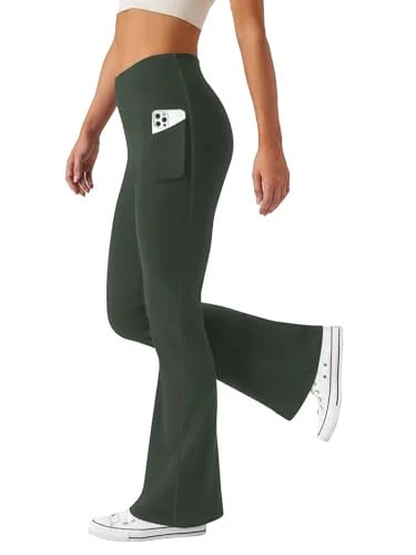 JEKAOYI High-Rise Flare Yoga Pant in Dark Green