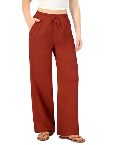 JEKAOYI High-Rise Palazzo Pant in Brick Red
